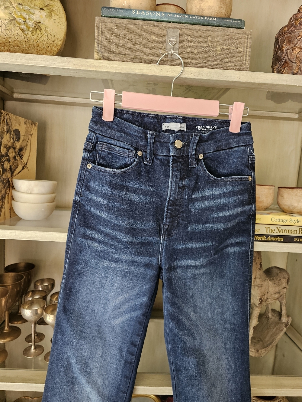 Good American High-Rise Straight Leg Jeans in Dark Indigo - Picture 10 of 15
